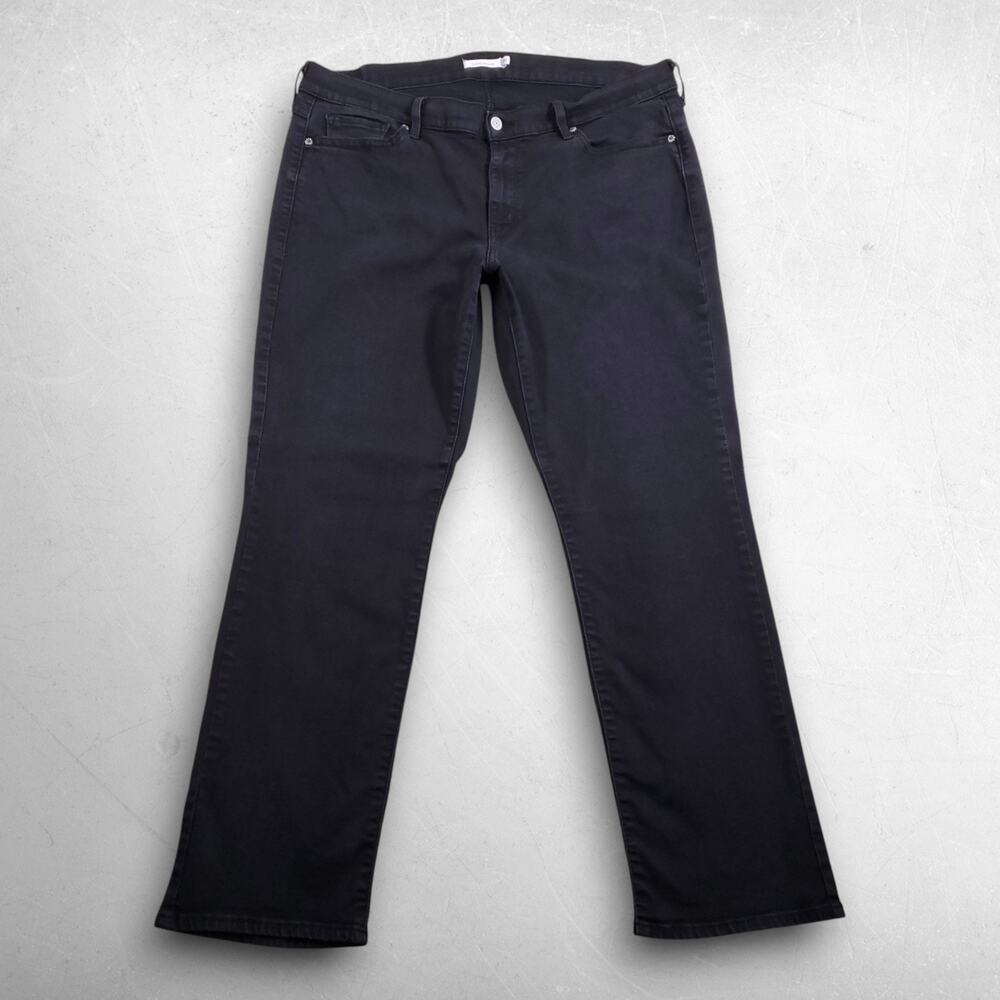 Levis Classic Straight Jeans Women 18W M Black Stretch Denim Everyday Casual 90s